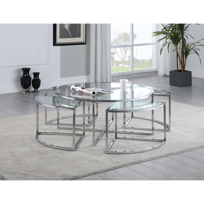 Somette Contemporary 5-Piece Nesting Glass Cocktail Table Set