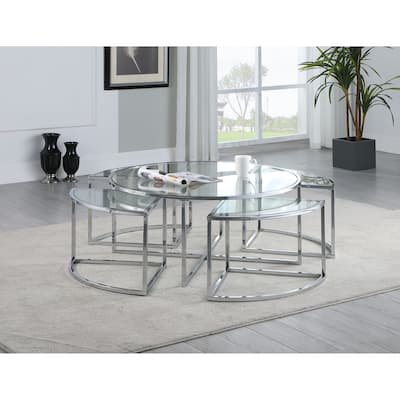 Somette Contemporary 5-Piece Nesting Glass Cocktail Table Set