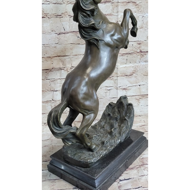 Rearing Horse On Hind Legs Bronze Sculpture Statue Equestrian Pj Mene Art Decor