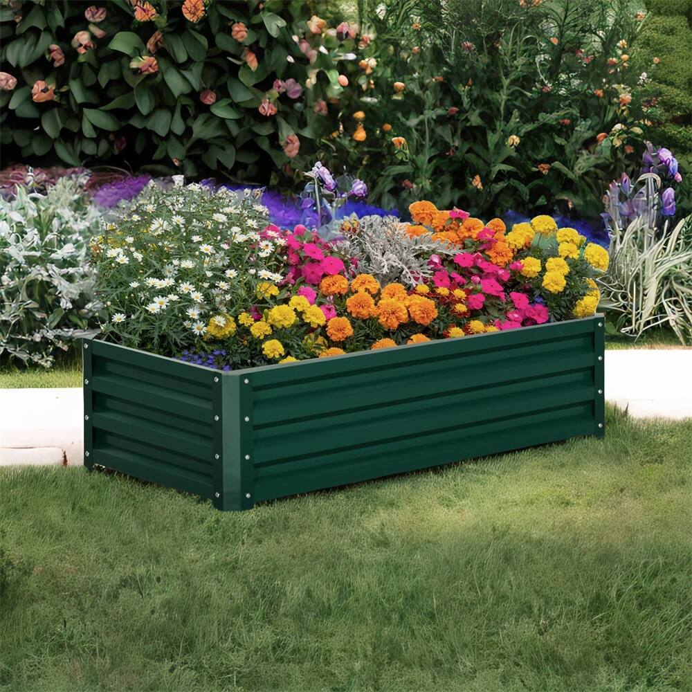 Raised Garden Bed, 4' x 2' x 1' Galvanized Planter Box Raised Bed