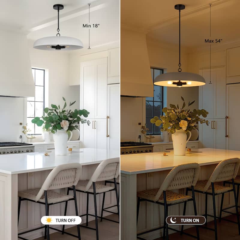 LamQee 20" Pendant Light Metal Dome Ceiling Hanging Chandelier - 19.7 inch