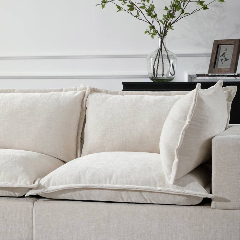 U Shaped Modular Sectional Sofa with Movable Storage Ottoman, Comfy Chenille Deep Seat Cloud Couch, Oversized 7 Seat Corner Sofa