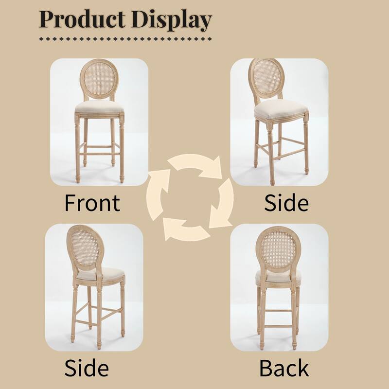 Set of 2 French Country 30" Height Bar Chairs