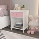 preview thumbnail 3 of 12, Wooden Nightstand with One Drawer One Shelf for Kids, Adults, Pink