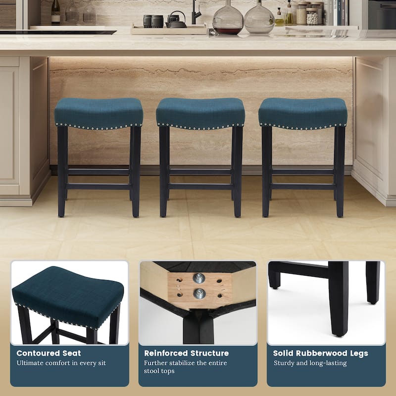 Jameson Upholstered Polyester Black 24 Inch Counter Stool