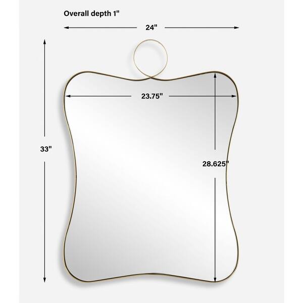 Curved Silhouette Framed Vanity Mirror 33" Antique Brass Finish