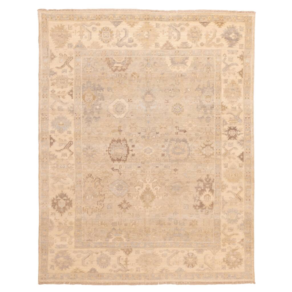 ECARPETGALLERY Hand-knotted Kavya Oushak Light Grey Wool Rug - 7'11 x 9'10