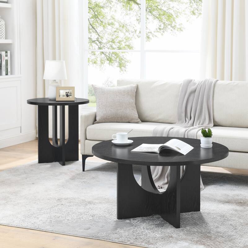 Minimalist Solid Wood Coffee Table, Modern Design with Waterproof Surface, 330 lbs Capacity