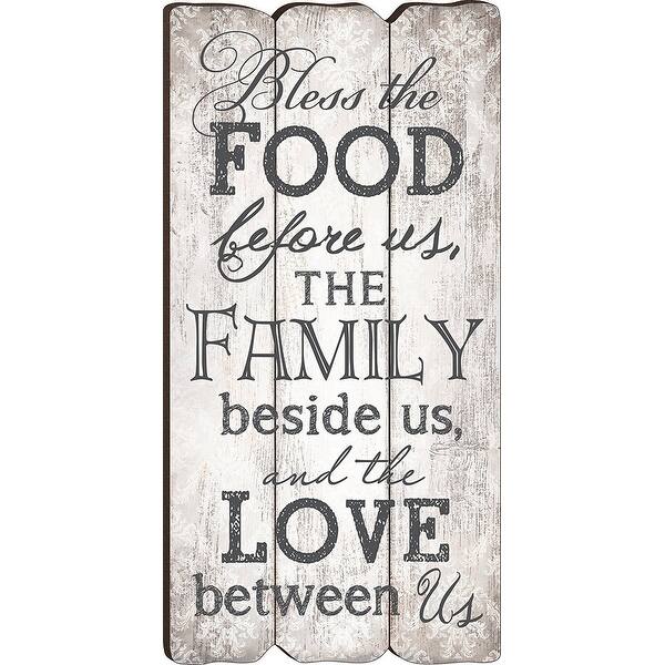 Bless The Food Family And Love Small Fence Post Wood Look Wall Art Plaque Overstock 19864686