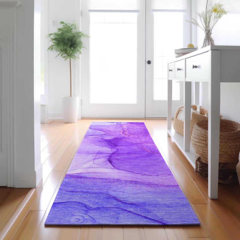 Premium Washable Super Soft Modern Glam Mayfield Rug - Purple - 2' 3" x 7' 6" - Runner