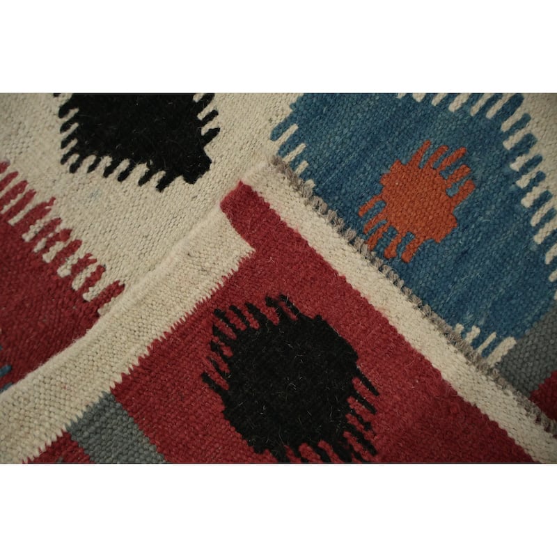 Hand Woven Oriental 100% Wool Carpet Southwestern Modern Greys & Charcoal Kilim Area Rug - 9' 9'' X 6' 7''