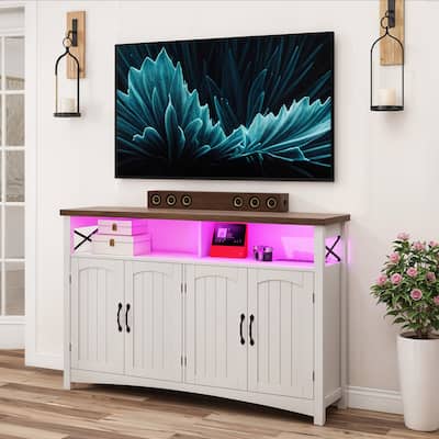 Moasis Farmhouse TV Stand Storage TV Console with Doors for TV's up to 60" 65" Living Room