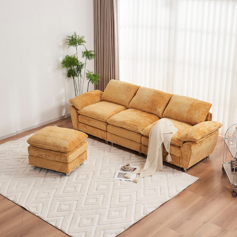Modern Upholstered Polyester Sleeper Sofa with Ottoman