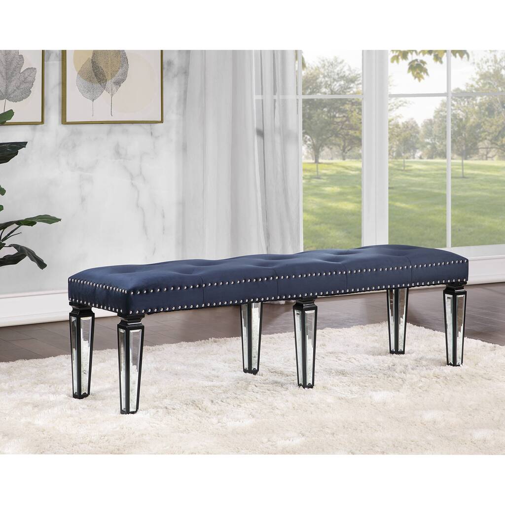 Scanlon Dark Navy and Black Tufted Bench