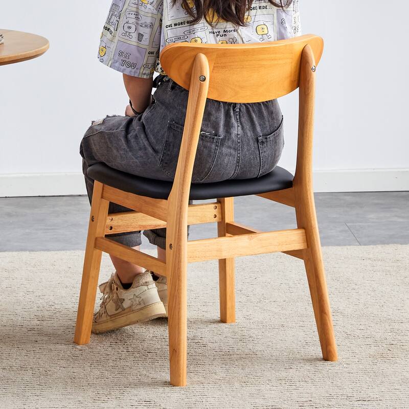4 The Stylish And Durable Solid Wood Dining Chair, Small Curved Back,Pu Cushion