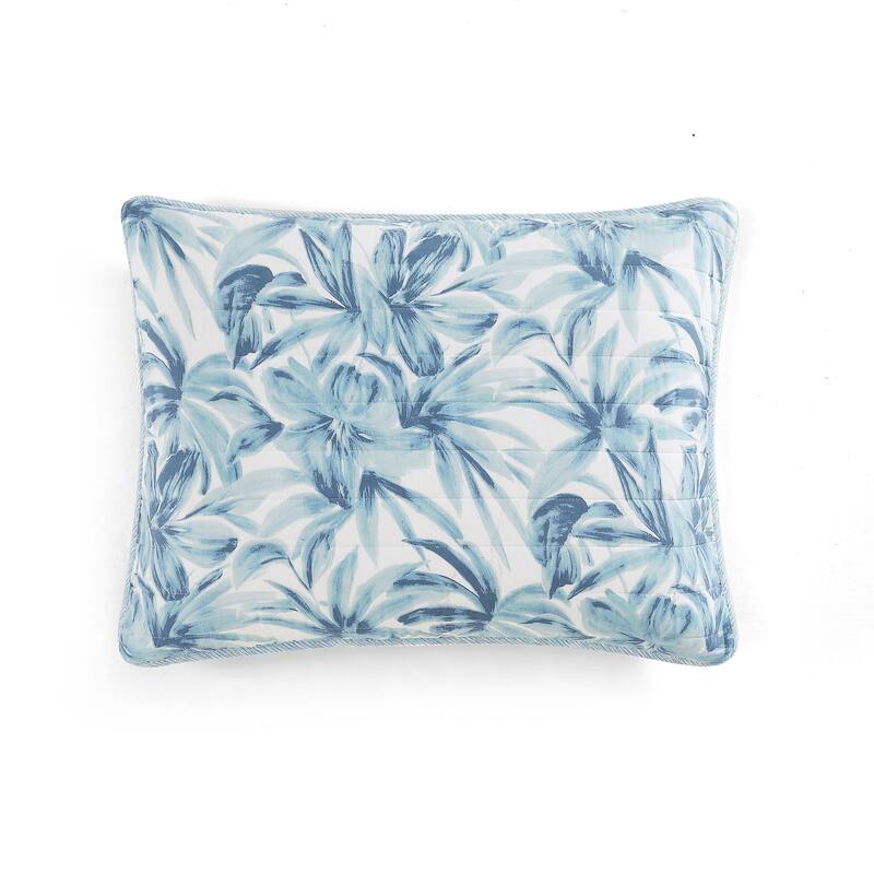 Tommy Bahama Aubrey Botanical Lightweight Reversible Cotton Quilt (Blue, 3 Piece Set)