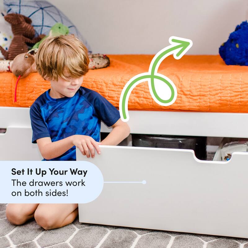 Max and Lily Twin-Size Bed with Panel Headboard and Storage Drawers