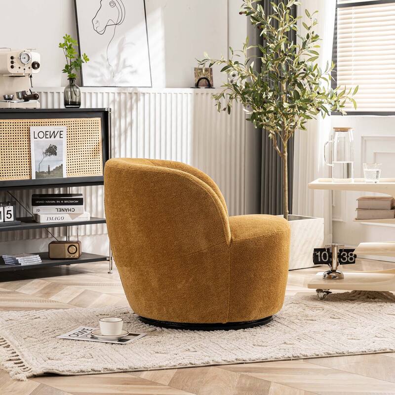 Swivel Accent Chair, Furry Round Barrel Chair