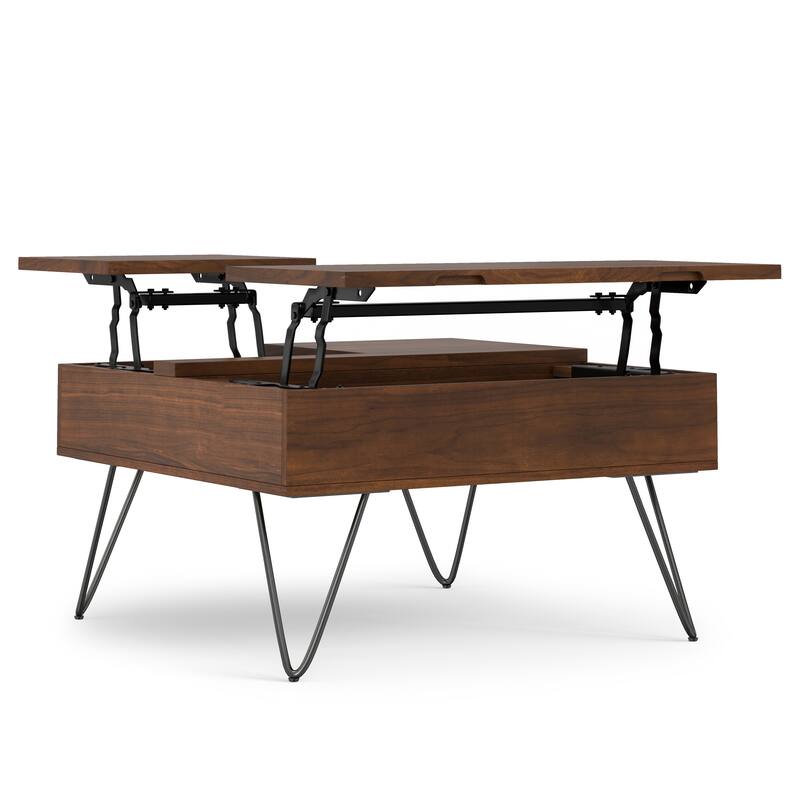 WYNDENHALL Moreno 32 inch Wide Square Industrial Lift Top Coffee Table - 32.1 x 32.1 x 18.1