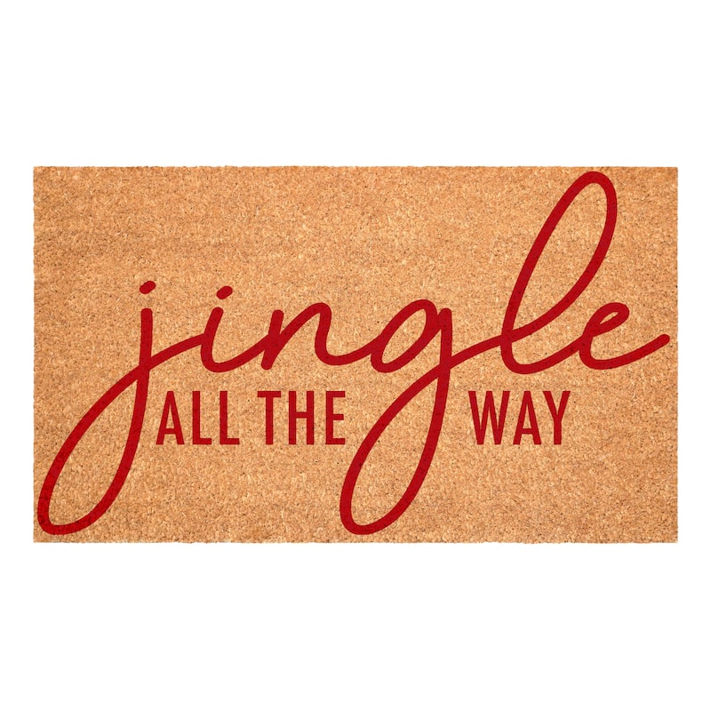 HomeRoots 24" X 36" Brown And Red Christmas Outdoor Coir Door Mat - 24.00' X '36.00