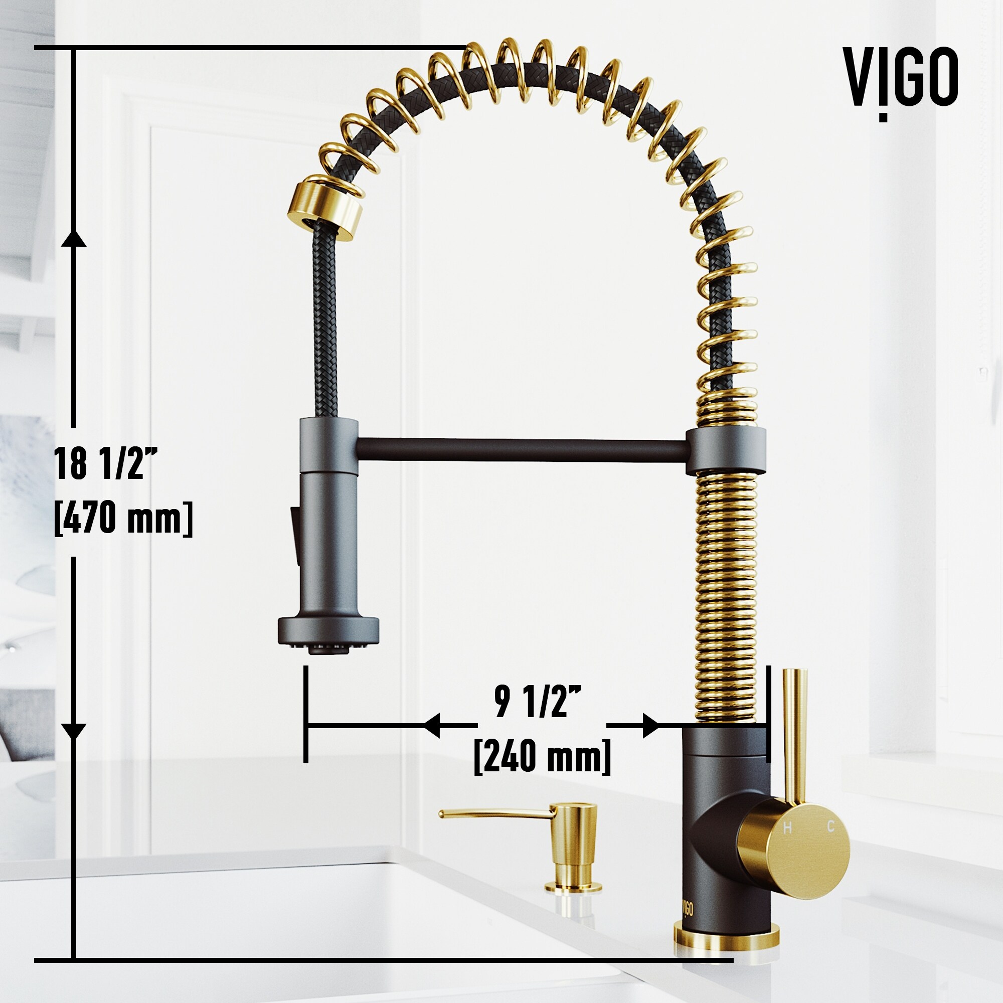 Vigo Edison Pull Down Spray Kitchen Faucet In Matte Brushed Gold Matte Black With Soap Dispenser On Sale Overstock 31459867