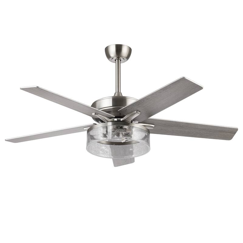 52-inch Modern Satin Nickel Bubble Shade Ceiling Fan with Light and Reversible Blades - 52'' W x 18.7" H