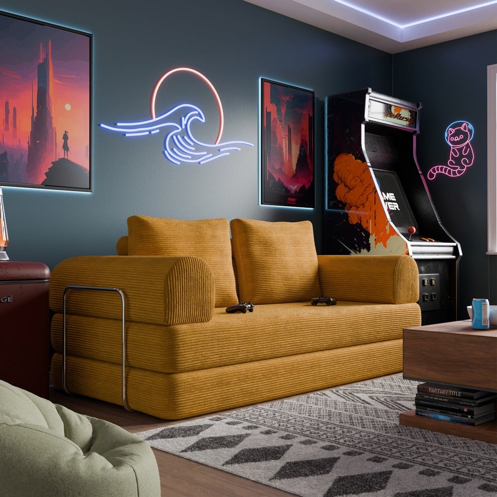 247 Shop At Home Sorai Modern Chenille Foam Compressed Modular Sofa with Pillows