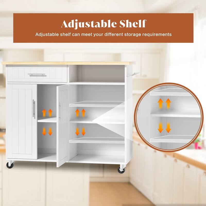 Futzca Mobile Kitchen Island Cart with Wooden Countertop & Drawer - N/A