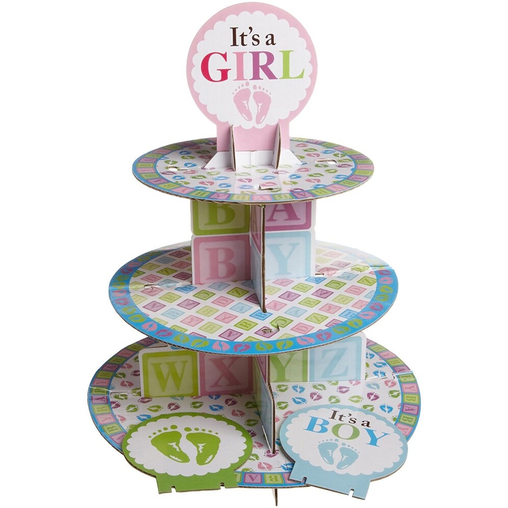Shop Wilton Baby Feet Boy Girl Cupcake 3 Tier Paper Cupcake Stand