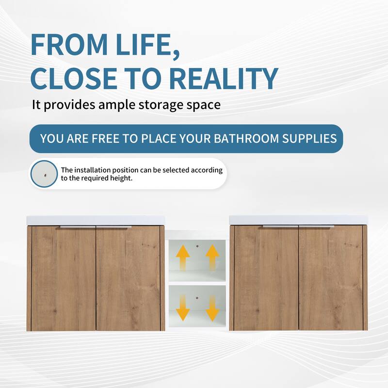 ARTCHIRLY 24/36/48/60/72/84 Inch Bathroom Vanity with Sink, Floating Bathroom Vanity with Soft Close Door and Shelf