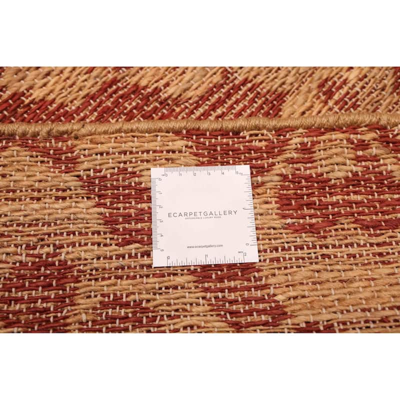 ECARPETGALLERY Flat-Weave Palas Denizli Dark Red Jute Kilim - 5'3 x 7'6