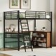 preview thumbnail 28 of 34, Metal Loft Bed with L-shaped Desk and 3 Layers of Shelves, Reversible Ladder Full - Black