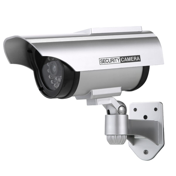 Solar Powered Dummy Fake Security Camera with Flashing Red LED for Indoor and Outdoor Use