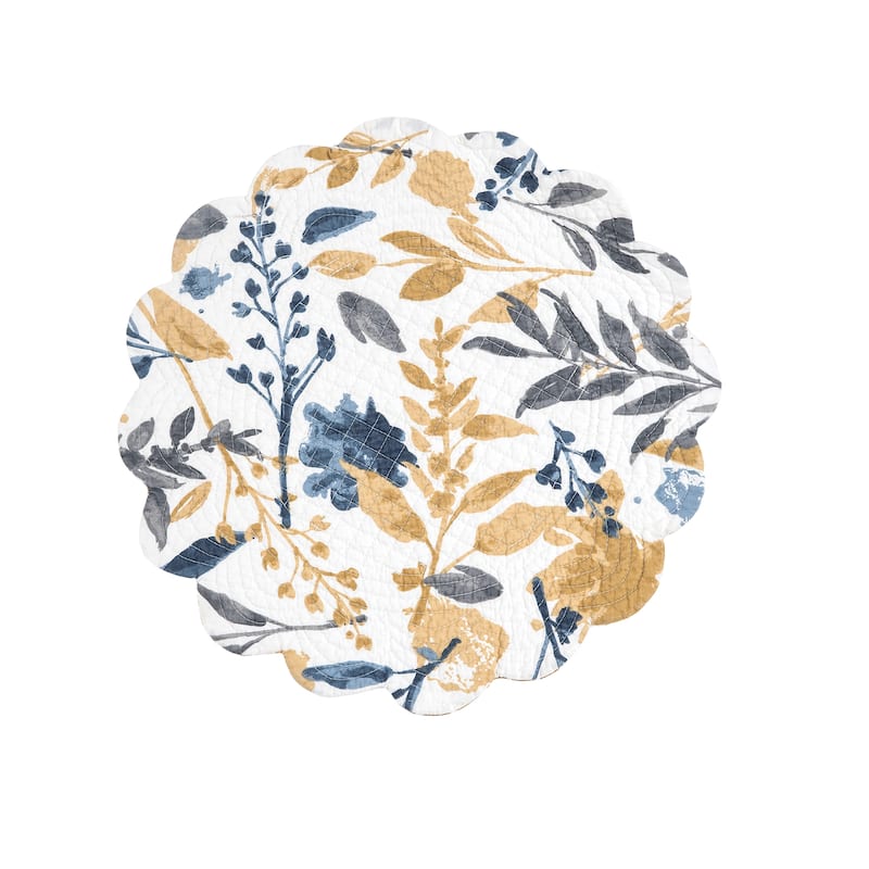 Natural Home Cotton Quilted Round Reversible Placemat Set of 6 - Set of 6