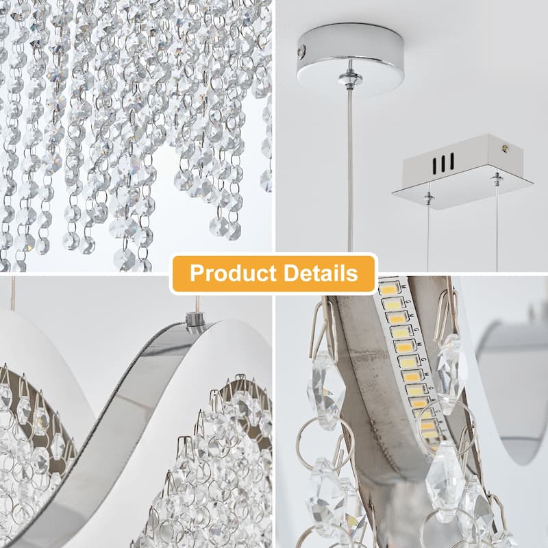 Dangling Wave Crystal Chandeliers for Living Room,Dinging Room
