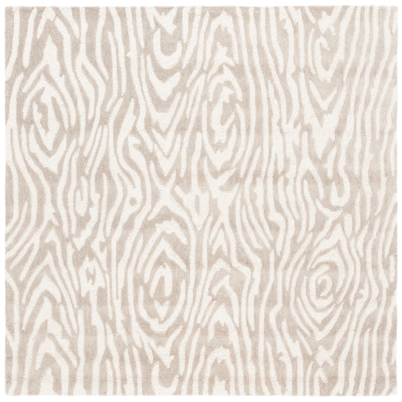 SAFAVIEH Handmade Ebony Thouraya Modern & Contemporary Wool Rug - 6' Square - Grey/Ivory