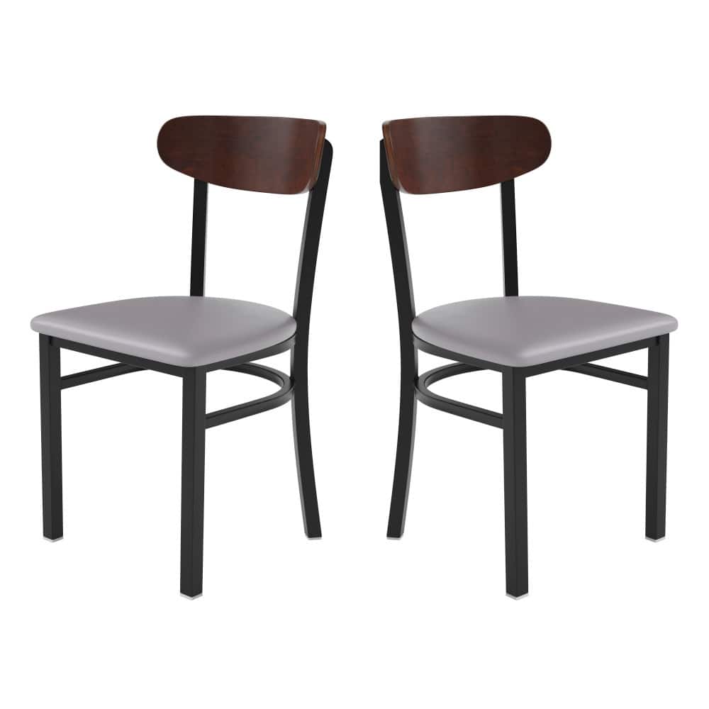 2PK Commercial Metal Dining Chairs with Boomerang Back