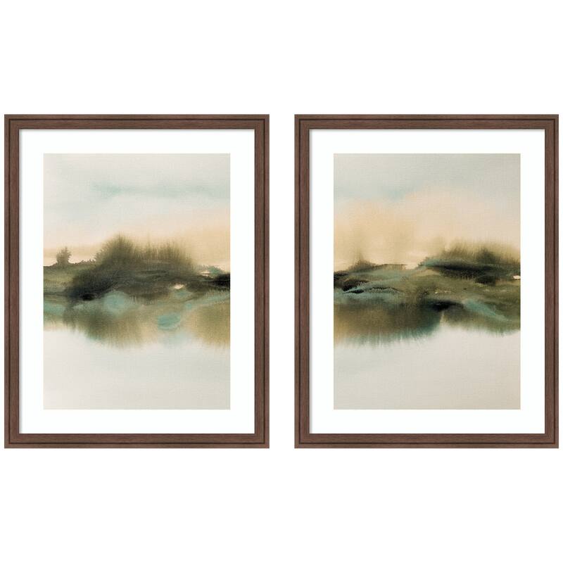 Kate and Laurel Tranquil Meadows 2 Piece Framed Wall Art Print Set by Amy Lighthall - 2 Piece Set 20x25 - Brown