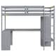 preview thumbnail 6 of 16, Twin Size Loft Bed with L-shaped Desk, Wardrobe and Storage Shelves, Grey