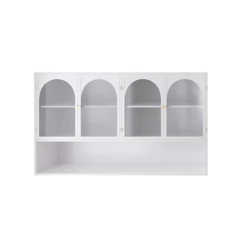 47.25" 4-door Glass Wall-mounted Cabinet Storage,