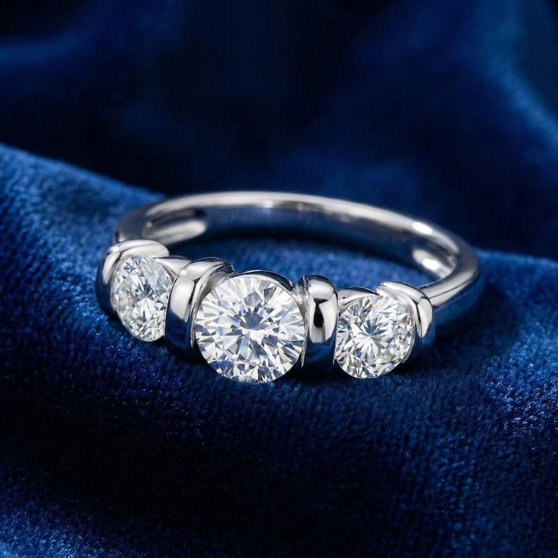 Bliss Diamond 1ct 3-Stone Bar Set Engagement Ring Lab Grown