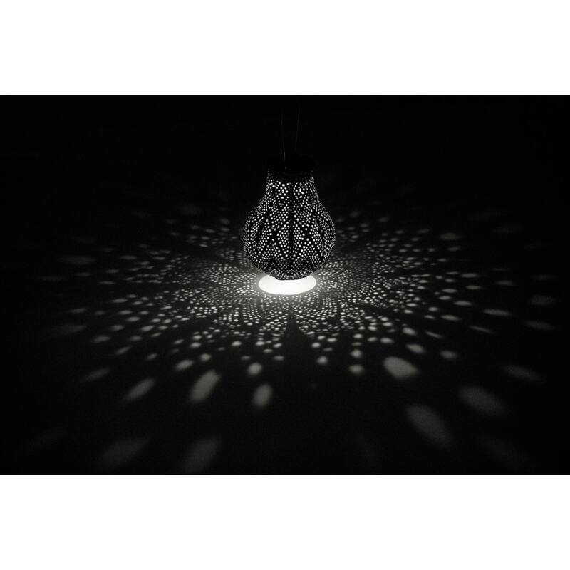 Pre-Lit Battery-Operated Bulb Ikat Lantern - 14" - Petrol Green