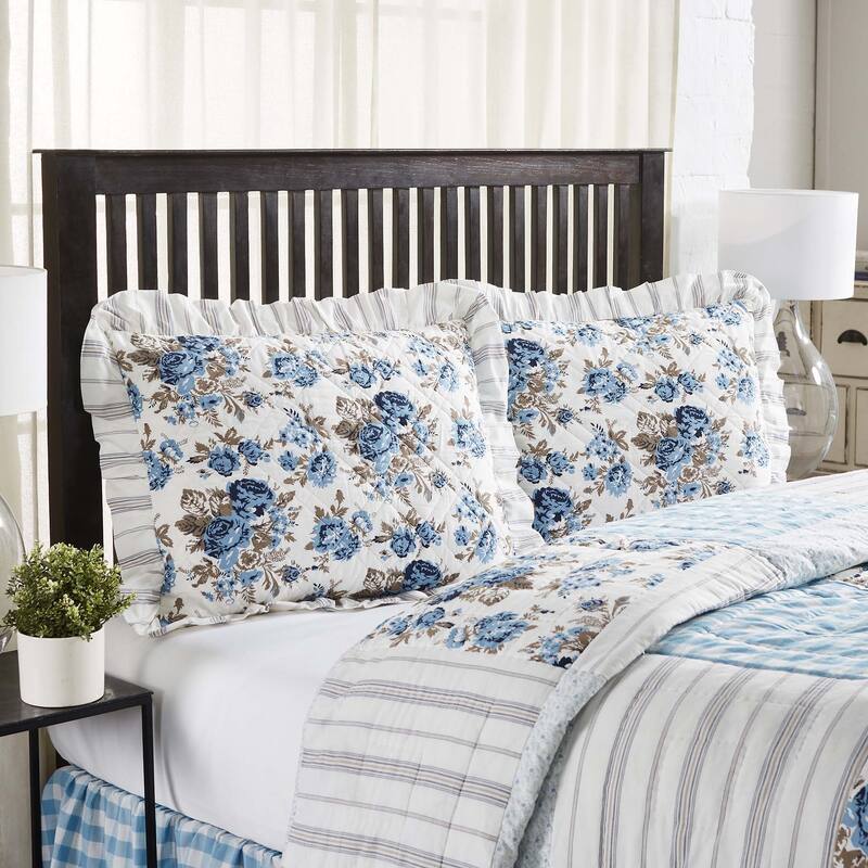 Annie Floral Sham - Blue or Portabella - Standard - Blue