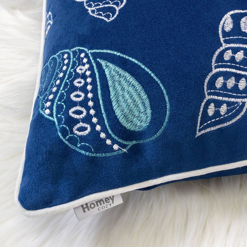 Seashell Print Throw Pillow Cover 20x20 Inches with Hidden Zipper