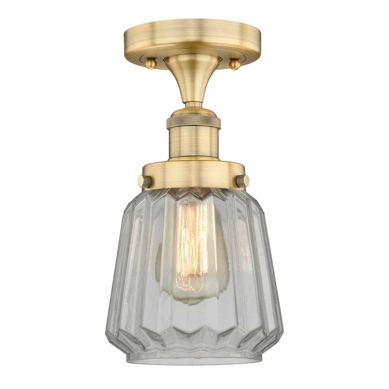 Innovations Lighting Chatham - 1 Light 7" Semi-Flush Mount - Clear/Brushed Brass