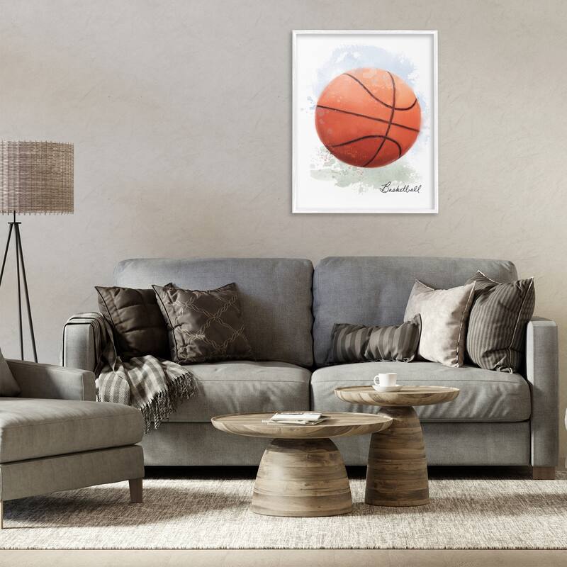Stupell Soft Pastel Basketball Framed Giclee Art Design By Matthew Piotrowicz