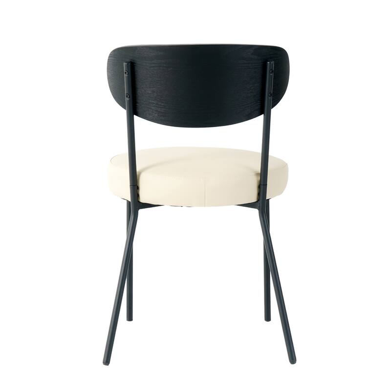 Modern PU 2 Piece Kitchen Dining Chair Set with Cushions, Adjustable Feet for Dining Room Kitchen Living Room Bedroom