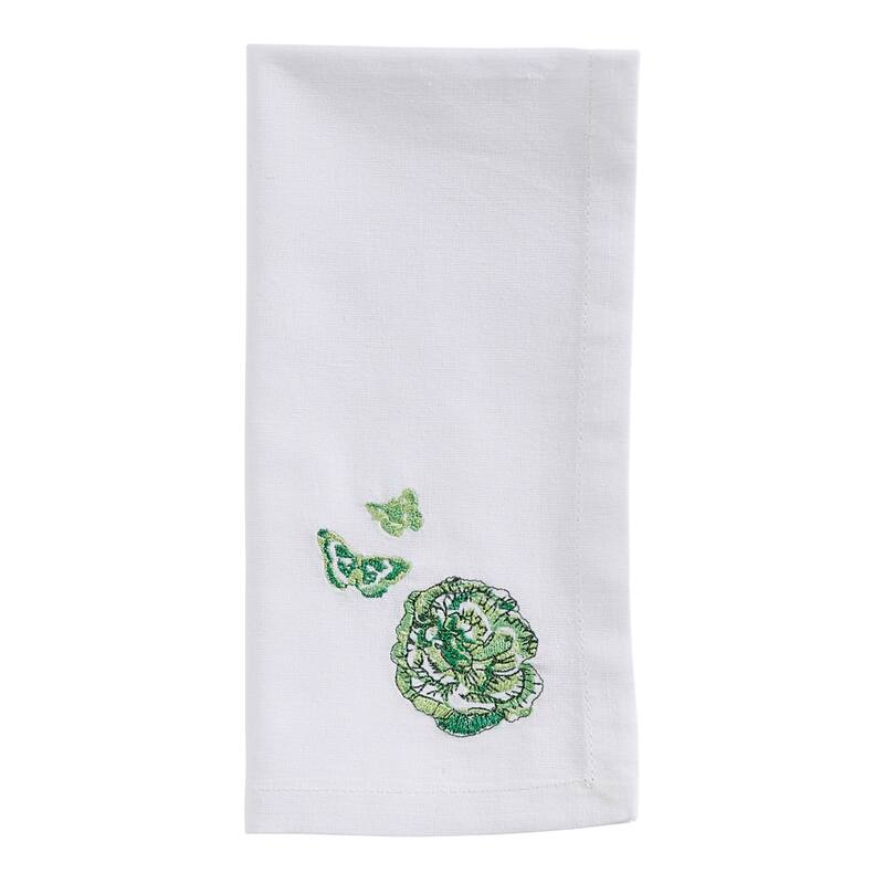 Patricia Heaton Home Green Florals And Flitters Embroidered Napkin Set of 4 - 18 x 18 x 0.1