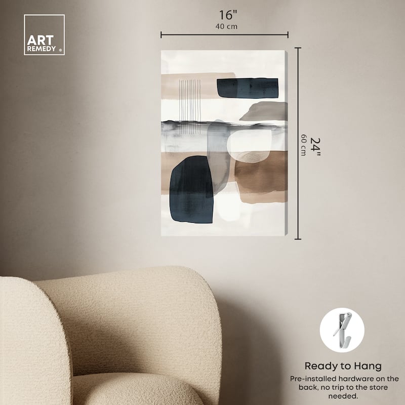 Art Remedy Layers Of Depth Gallery Wrapped Abstract Shapes 1 Piece Canvas Wall Art
