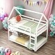 preview thumbnail 10 of 16, Twin Over Twin Low Bunk Bed,House-Shaped House Bed With Ladder for Home White